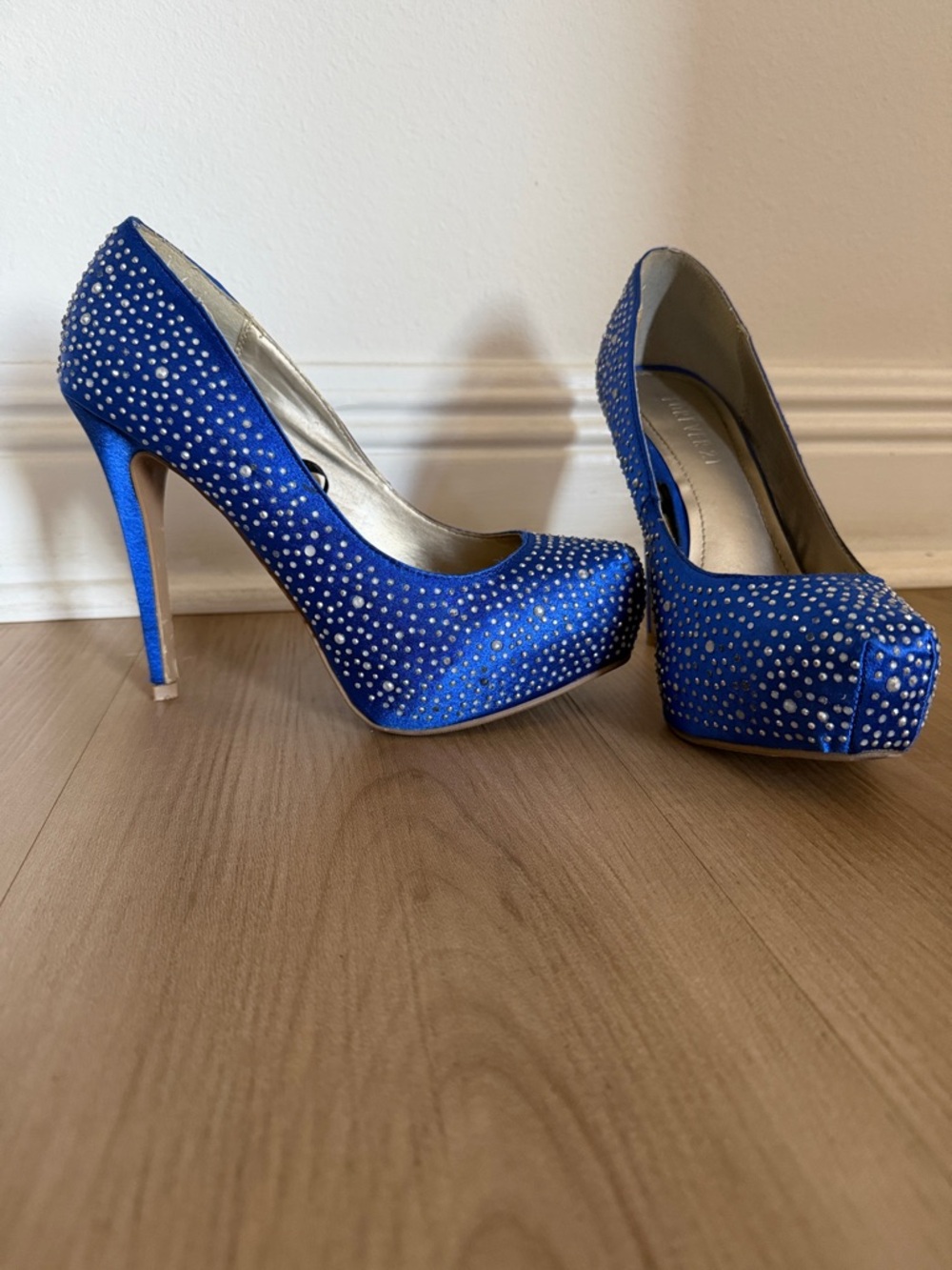 Forever 21 Royal Blue Crystal Platform Pumps
